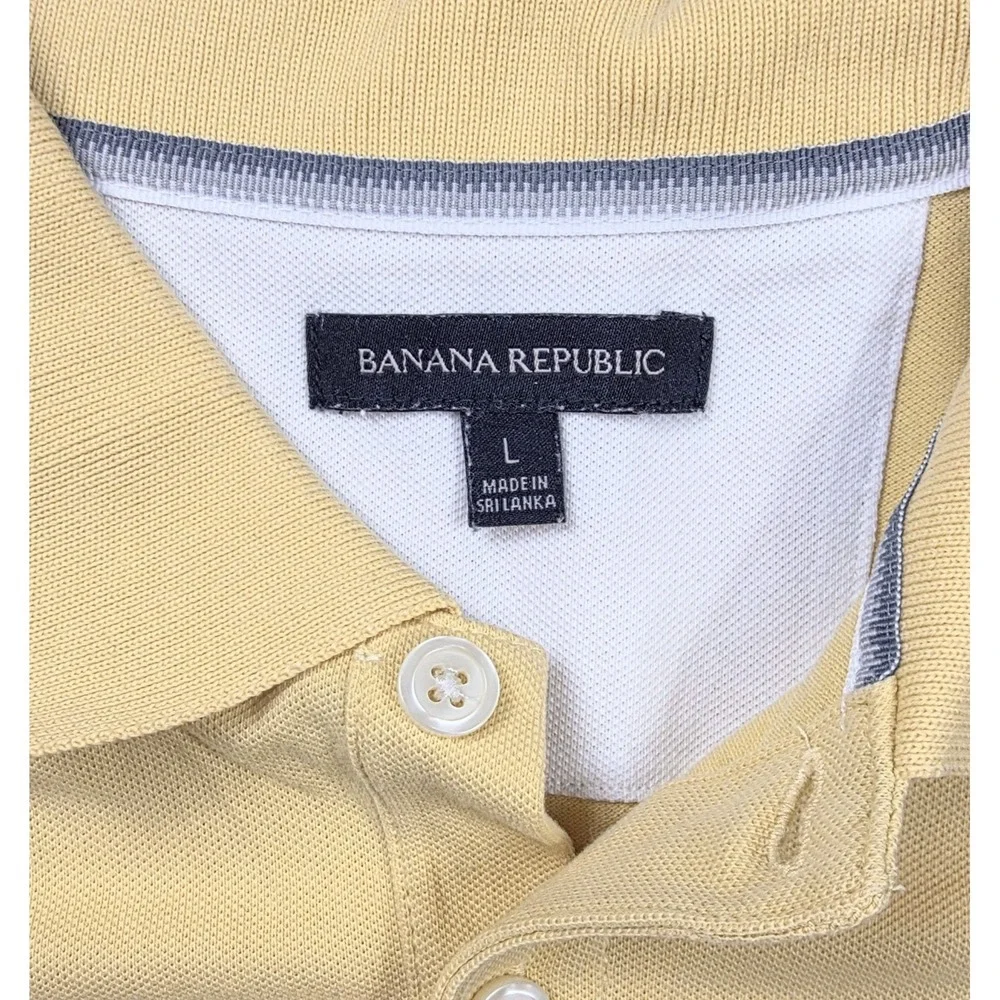 Banana Republic Pastel Yellow 1/4 Button Up Short‎ Sleeve Shirt Men's Size Large